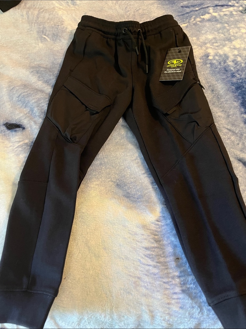 Athletic Works Black Men's Cargo Jogger Sweatpants